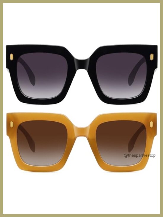 Retro Square Sunglasses Oversized UV400 Protection Large Shades main image 4